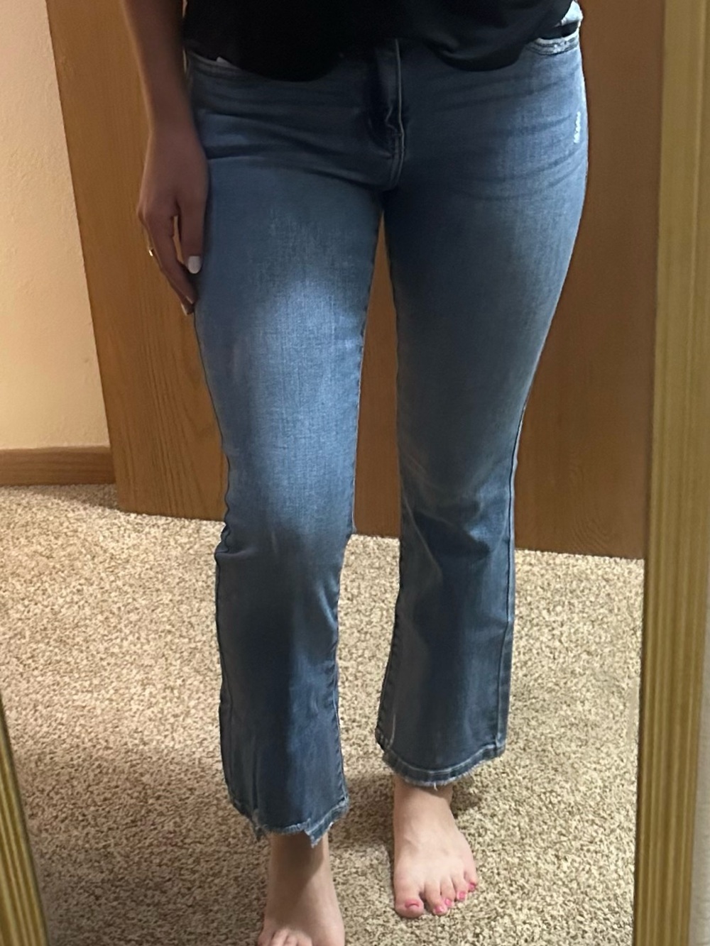 KanCan Dark Blue Crop Flare Jeans